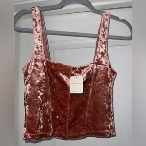 Free People Shimmering Velvet Top in Rose Gold